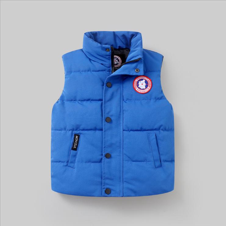 Big Goose Daunenweste für Jungen und Mädchen, weiße Entendaunenweste, Baby-Studentenweste 150cm blau