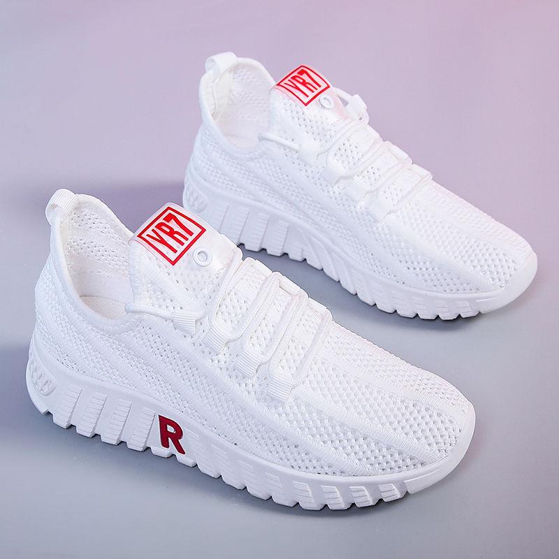 Tuch Schuhe frauen Wanderschuhe Weichen Boden Nicht-slip Mom Turnschuhe Atmungsaktive Netz Schuhe Mode Lässig Einzelne Schuhe 37 weiß