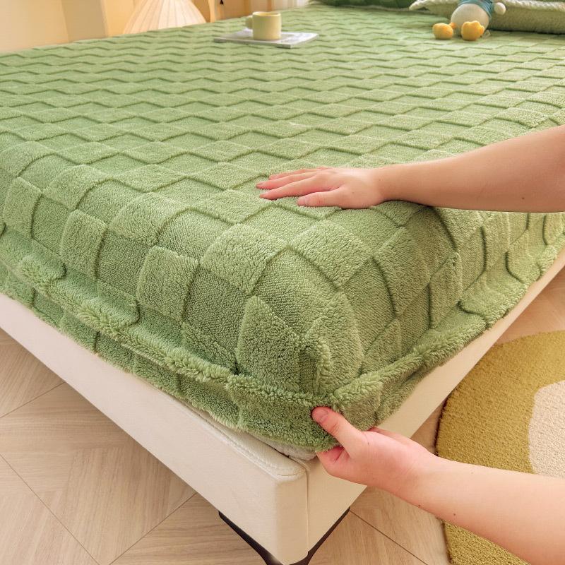 Milchsamt-Spannbettlaken, weiche, bequeme Fleece-Bettdecke, verdickter Plüsch-Matratzenschutzbezug, rutschfeste Bettdecke(Kein Kissenbezug) 90x200cm Only a Sheet