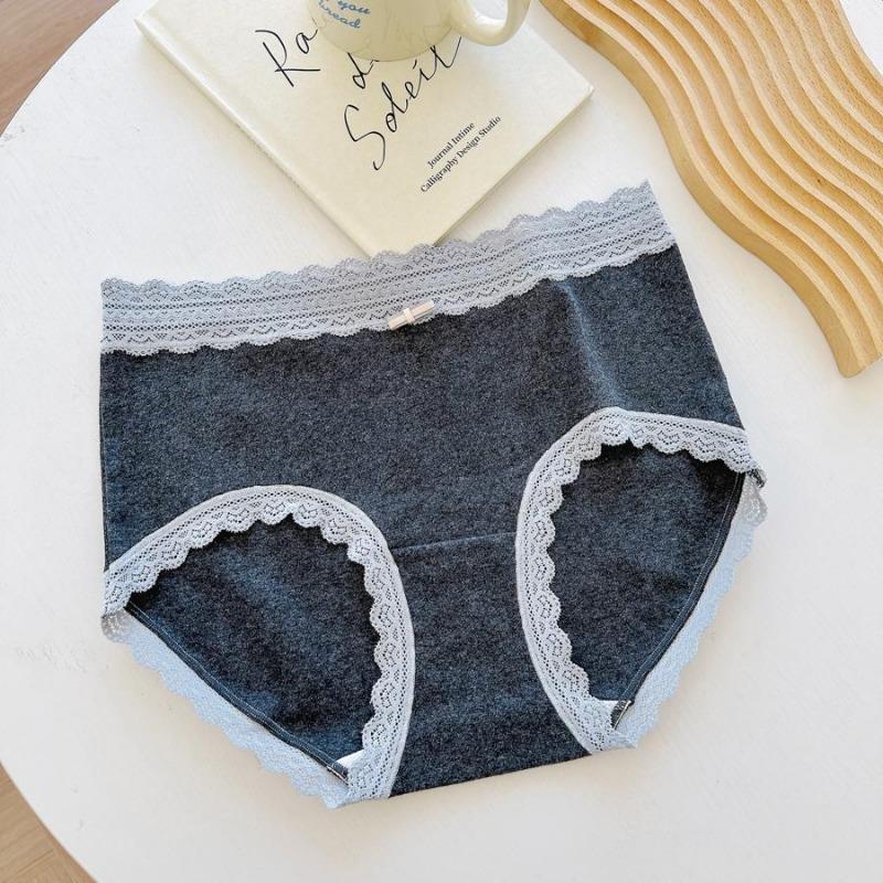 Schönheit Spitze im französischen Stil Farbiger Garn Baby Slips Damenunterwäsche Alles Baumwolle Verlängerter Schritt Antibakterielle Slips XL
