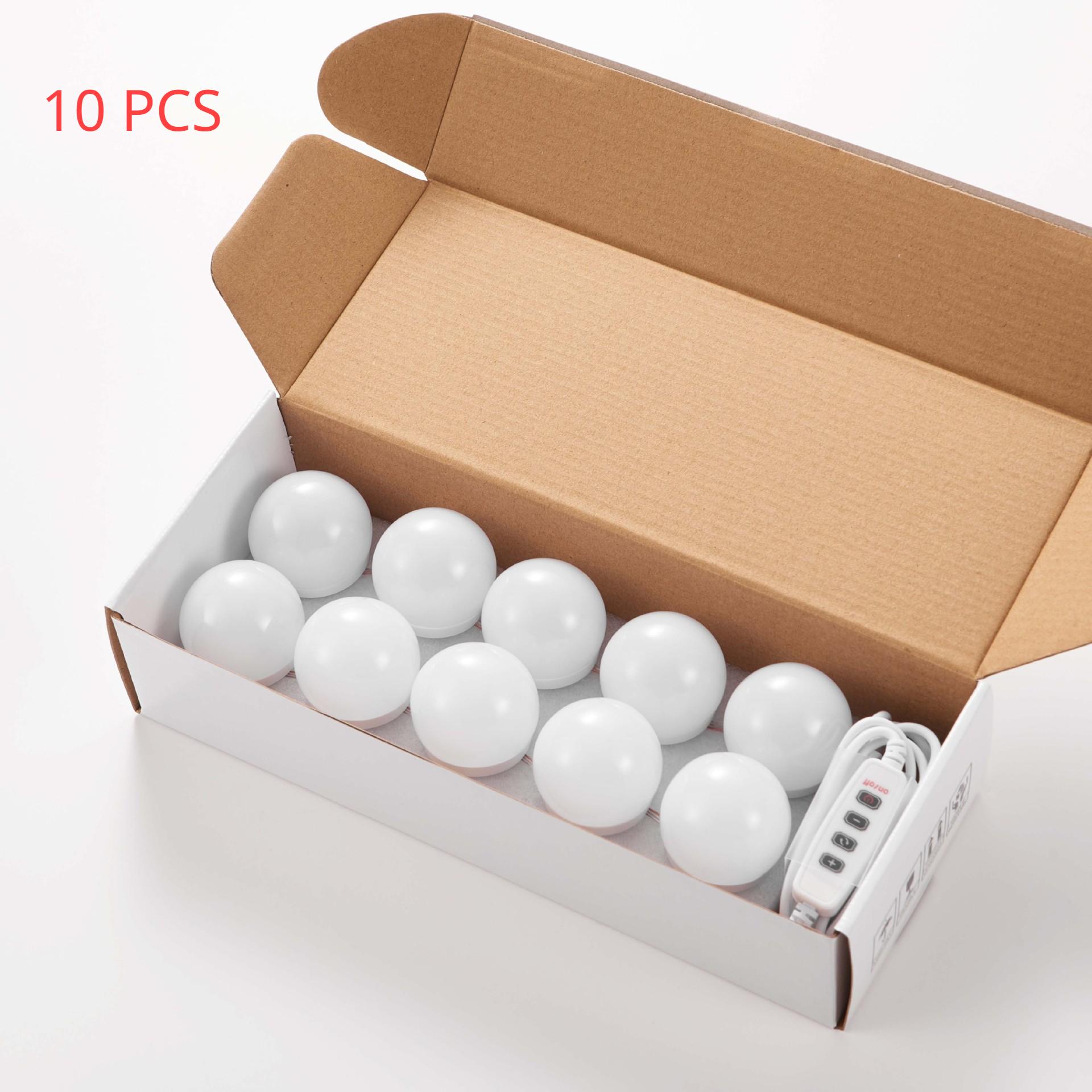 4/6/8/10/12/14 LED-Make-up-Licht-Set, USB-dimmbare Spiegellampen, Schminktisch-Beleuchtung, Lichter für Wand, Schminktisch, Badezimmer 10 PCS weiß