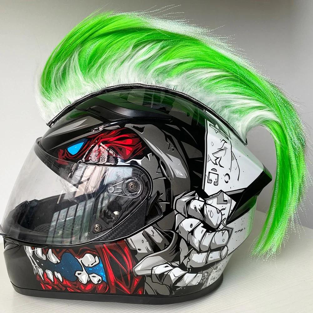 Irokesen-Helmperücke, Motorradhelm-Dekorationsperücken, Hahnenkamm, Motocross-Integralhelm-Dekoration, Offroad-Helm-Dekoration, Haaraufkleber-Paste grün