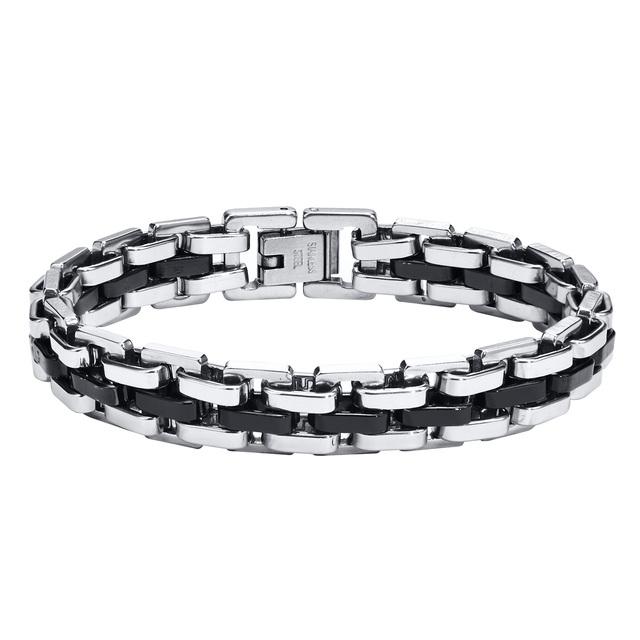 Herrenarmband für Männer, zweifarbiges Edelstahlarmband, Herrenschmuck 19cm