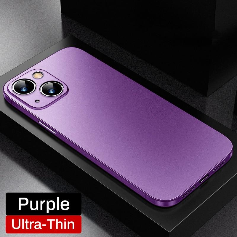 Luxuriöse, ultradünne, weiche Hülle für iPhone 16 15 14 Plus 13 12 Mini 11 Pro Max X XR XS SE 7 8 Plus, matt, schlank, durchscheinend, stoßfeste Stoßstangenabdeckung For iPhone 16 Plus violett