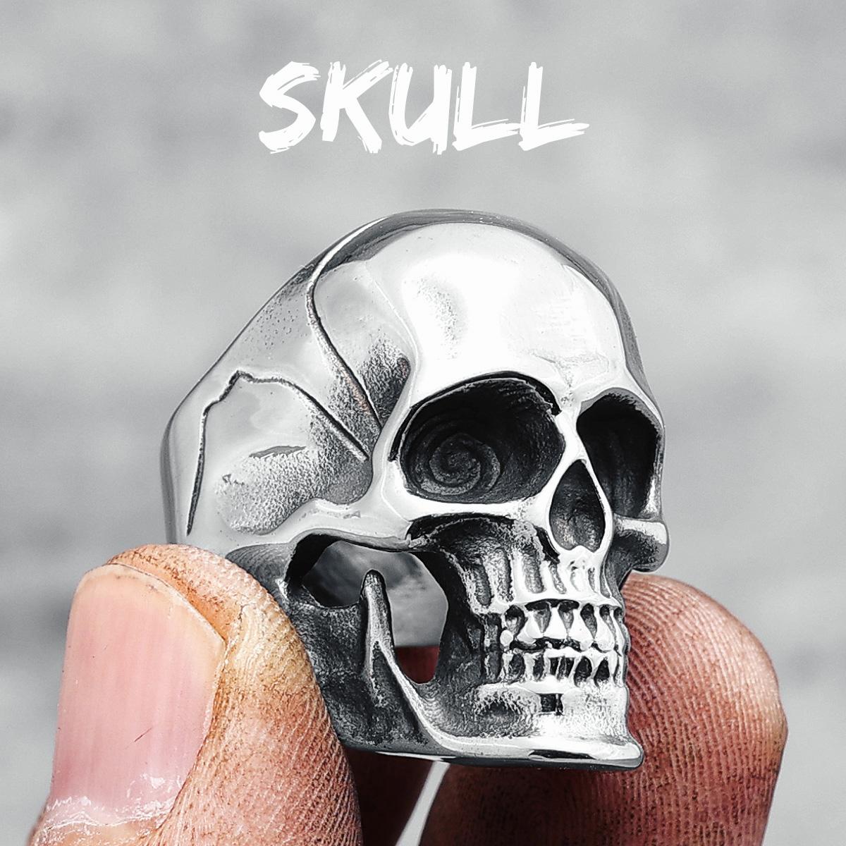 Terminator-Totenkopf 316L Edelstahl Herrenringe Punk Übertreibung Totenköpfe für Männer Freund Biker Schmuck Bestes Geschenk Dropshipping 12 white