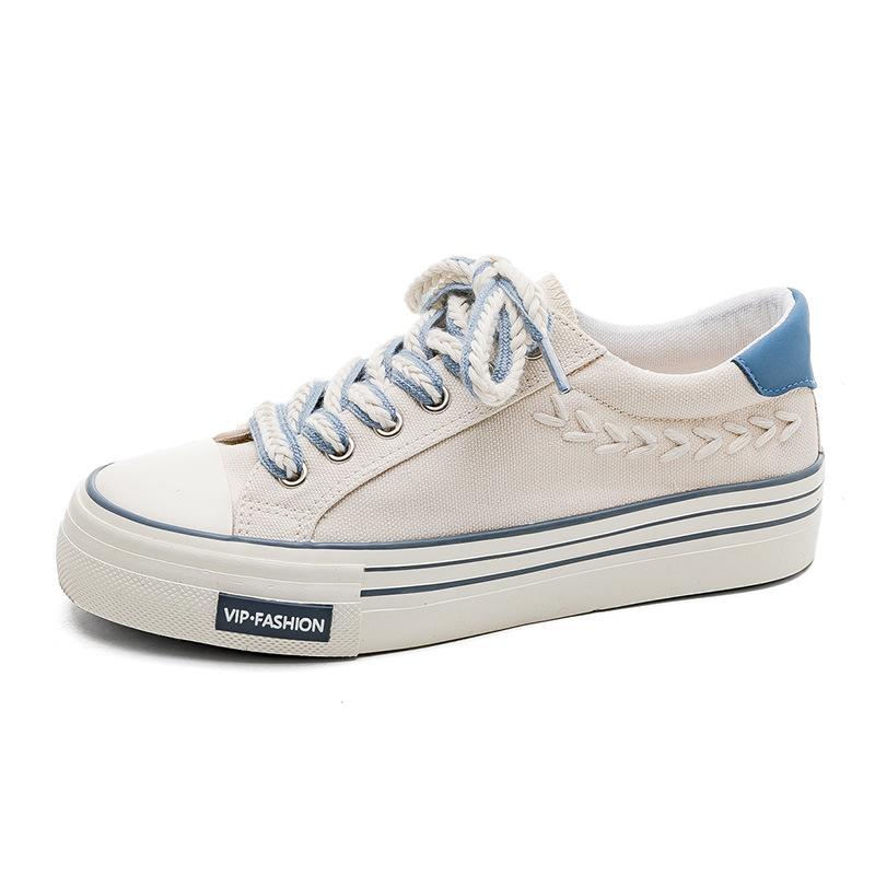 Frühling Neue Low-Top Plattform Canvas Schuhe frauen Ins Modische Schuhe Plattform Schuhe Retro Weizen Weiß Schuhe Bord Schuhe 40