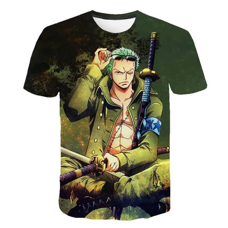 Kinderkleidung Anime One Piece Luffy Gear 5 Cosplay T-Shirt Jungen Jungen Cartoon Tees Kinder Sommer Kurzarm Tops 140 black
