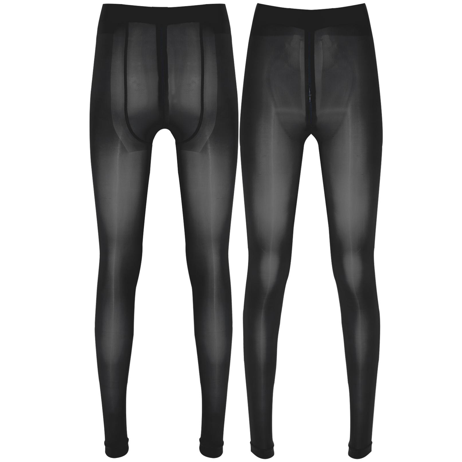 Transparente Damen-Strumpfhose mit Reißverschluss im Schritt, dehnbare, durchsichtige Strumpfhose, einfarbige Leggings XL schwarz