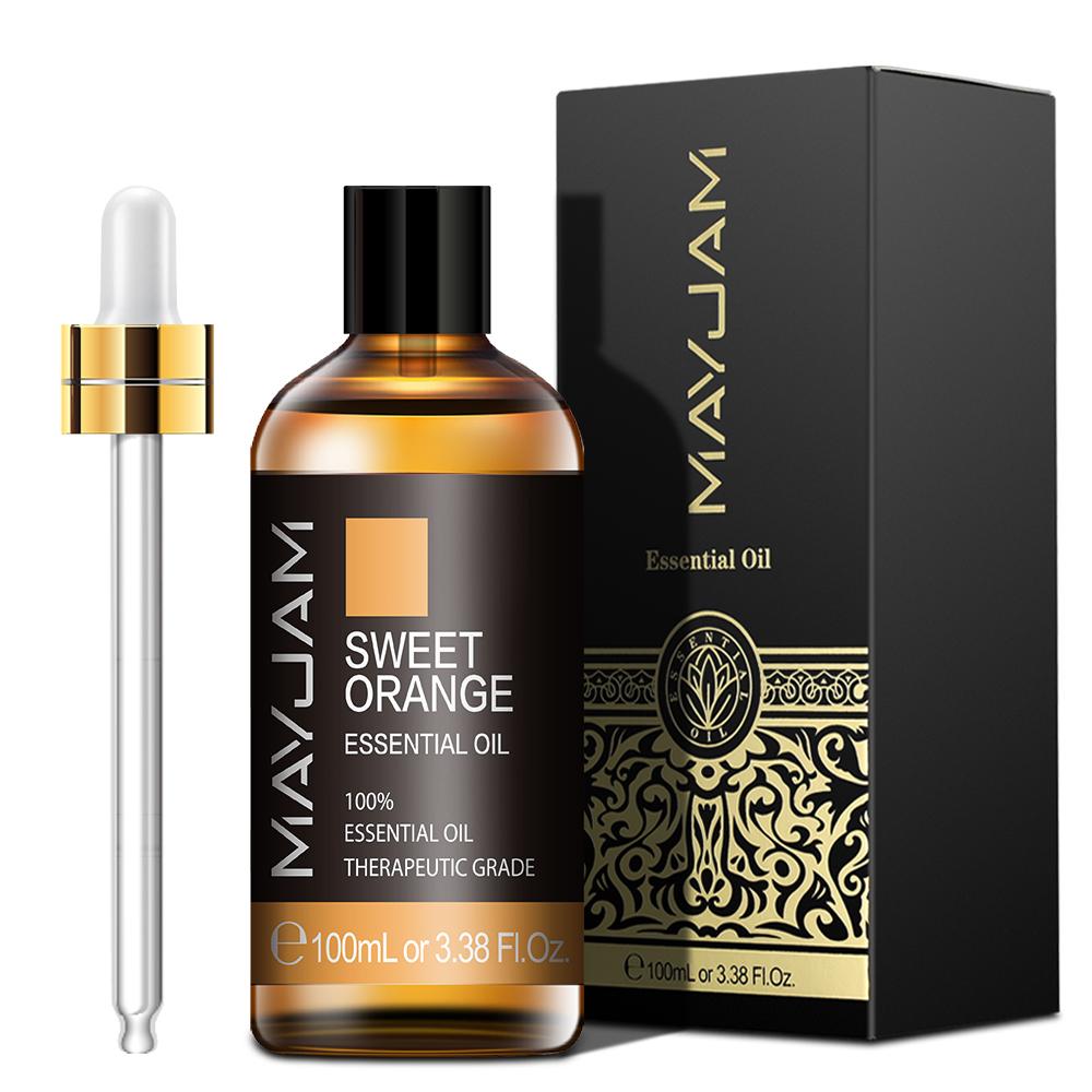 MAYJAM 100 ml ätherisches Lavendel-Eukalyptus-Zimt-Pflanzenöl für Spa-Massage, Hautpflege, Luftreiniger, Luftbefeuchter, Aromatherapie, Rosen-Teebaumöl Sweet Orange