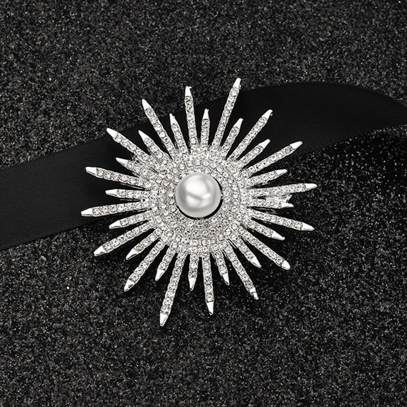 Temperament Sonnenblumen Brosche Weibliche Corsage Kleidung Zubehör Damen Hochzeit Party Schmuck silber