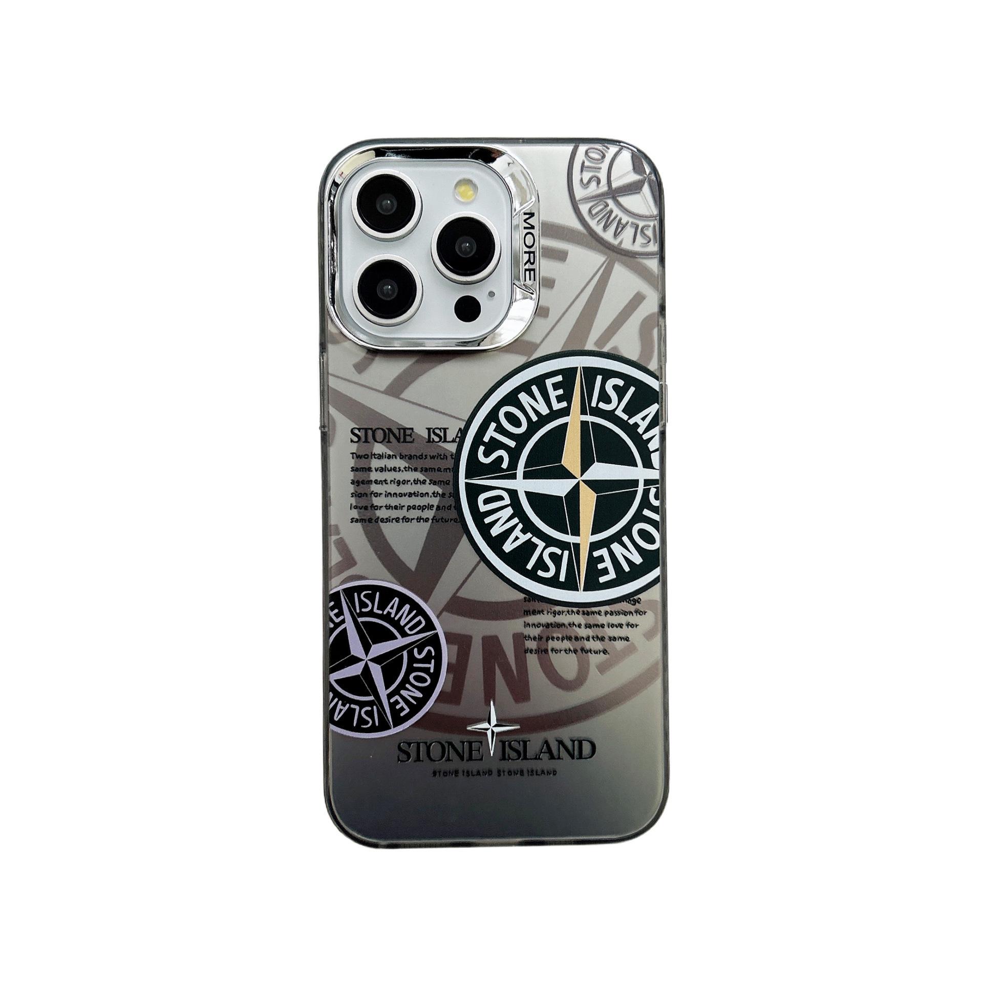 Stone Island Streetwear Galvanisiertes Silber Etui für iPhone 15 Pro Max iPhone 12/12 Pro