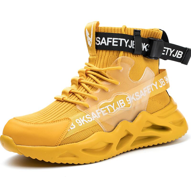 Marke Arbeitsschuhe Herren Sicherheitsschuhe Stahlkappenschuhe Herren Leichte Arbeitsschuhe Stiefel Anti-Smash Anti-Puncture Unzerstörbare Schuhe 43 beige