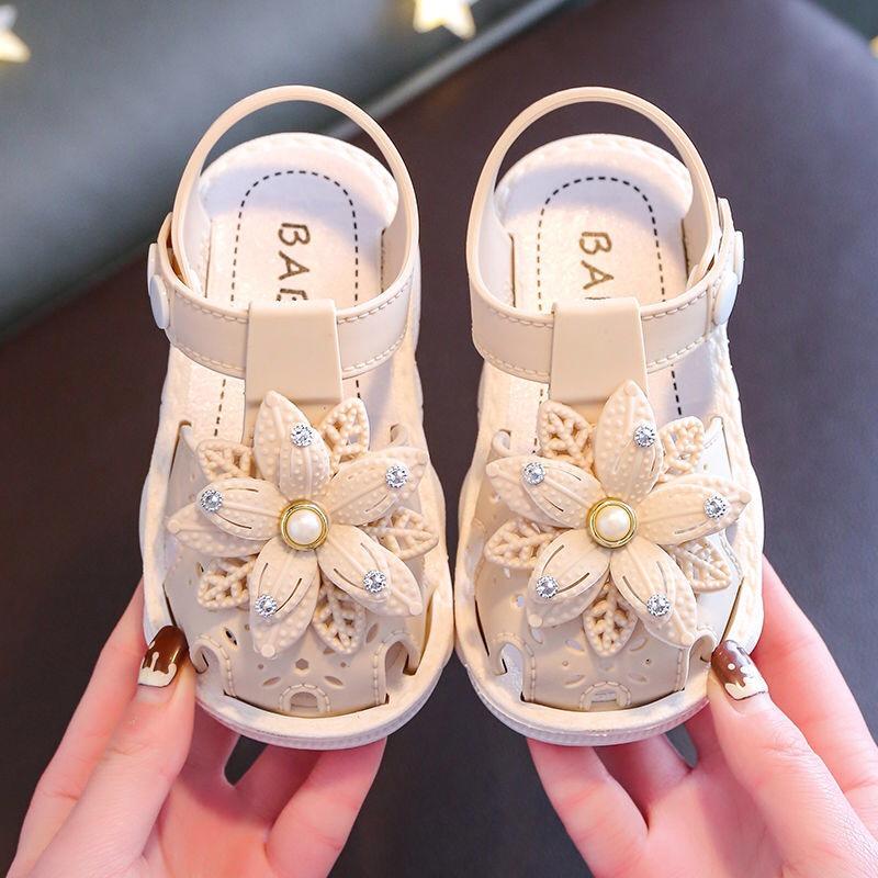 Mädchen Sandalen Blumen Süße Weiche Kinder Strandschuhe Kinder Sommer Blumen Sandalen Prinzessin Mode Niedlich Hohe Qualität 22 beige