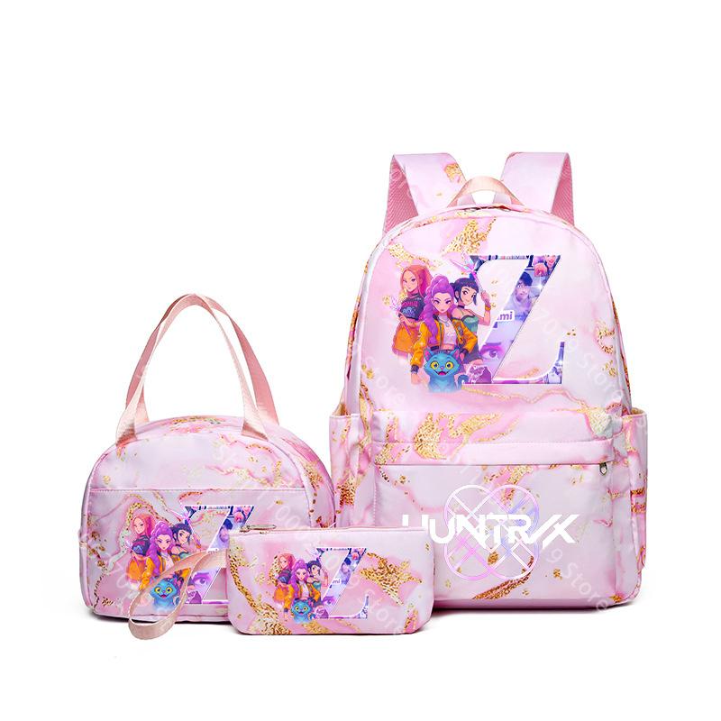 3tlg./Set KPop Dämonenjägerinnen Schultasche Lunchtasche Mäppchen Schüler Cartoon Rucksack Bento-Beutel Stifttaschen Schulbedarf Geschenk