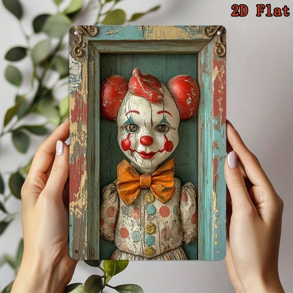Vintage Clown Blechschild Retro Zirkus Metallkunst Garage Bar Dekor 8x12 20x30 bunt