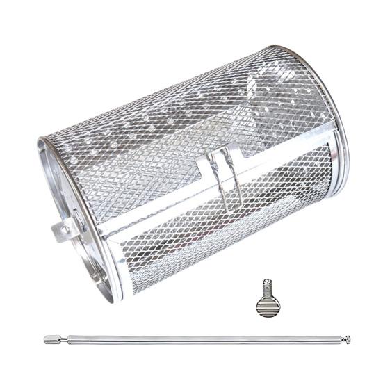 Rotierender Grillkäfig aus Edelstahl, um 360 Grad drehbar, BBQ-Käfig, spülmaschinenfest, rollender Grillkorb für Hähnchenflügel, Gemüse, Fisch, gleichmäßiges Grillen A