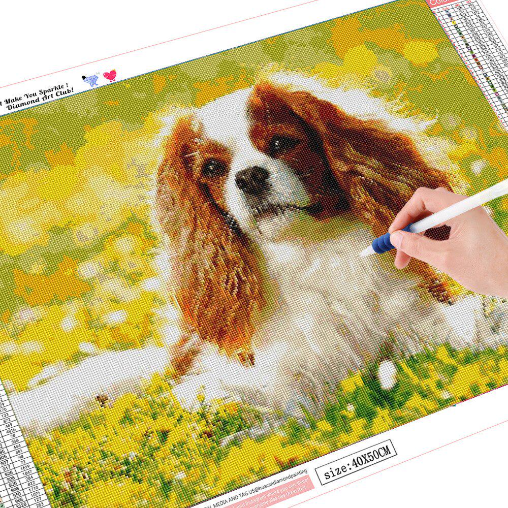 5D-Diamant-Malerei, Hund, Diamant-Mosaik, Tier, volle runde Diamant-Stickerei, Verkaufsbild 20X30
