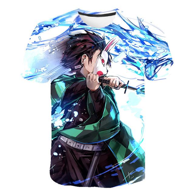 Anime Demon Slayer Kimetsu No Yaiba 3D-gedruckte T-Shirts Cosplay Sommer Kurzarm Kinderkleidung Cartoon Grafik T-Shirts XXXXL