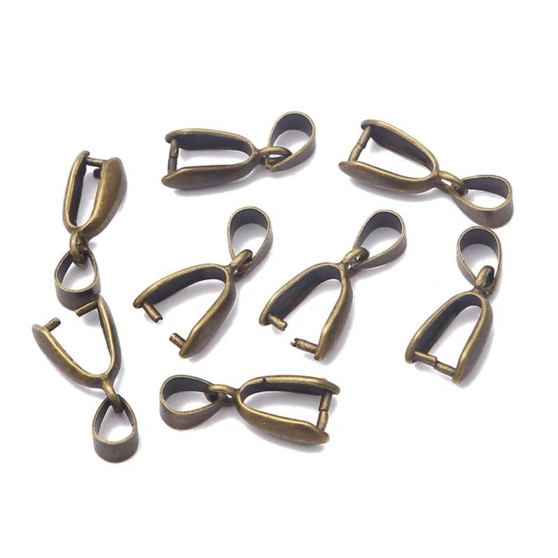 10 teile/los Anhänger Clip Verschluss Befestigen Schnalle Anhänger Stecker Kupfer Charm Bail Perlen Schmuck Erkenntnisse DIY Schmuck Machen Schmuck Zubehör 5x14mm bronze