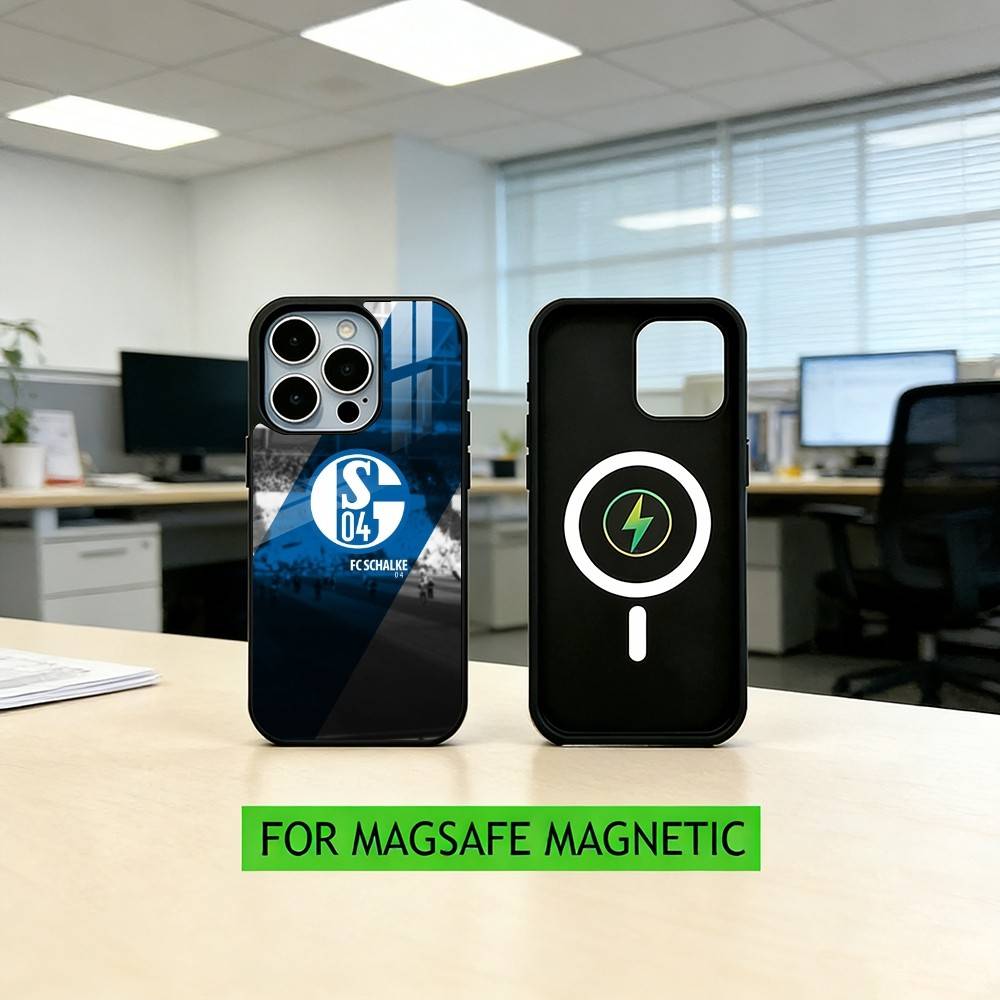 S-Schalke 04-PC Handyhülle Für iPhone17,16,15,14,13,12,11 Plus,Pro Magnetisch Für Magsafe Kabelloses Laden iPhone14Plus