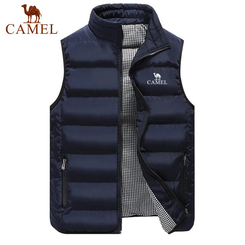 Camel Stickerei Herren Herbst Winter Hochwertige Baumwolle Tank Top Jacke Mode Lässig Komfort Ärmellos Verdickte Jacke L navy blau
