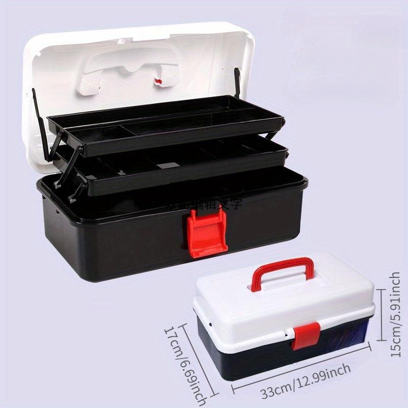 3-lagige, wasserdichte Angelgerätebox mit Schlossverschluss, mehrere Fächer für Köder und Ausrüstung, ideal für Camping und Angeln, Angelausrüstung schwarz