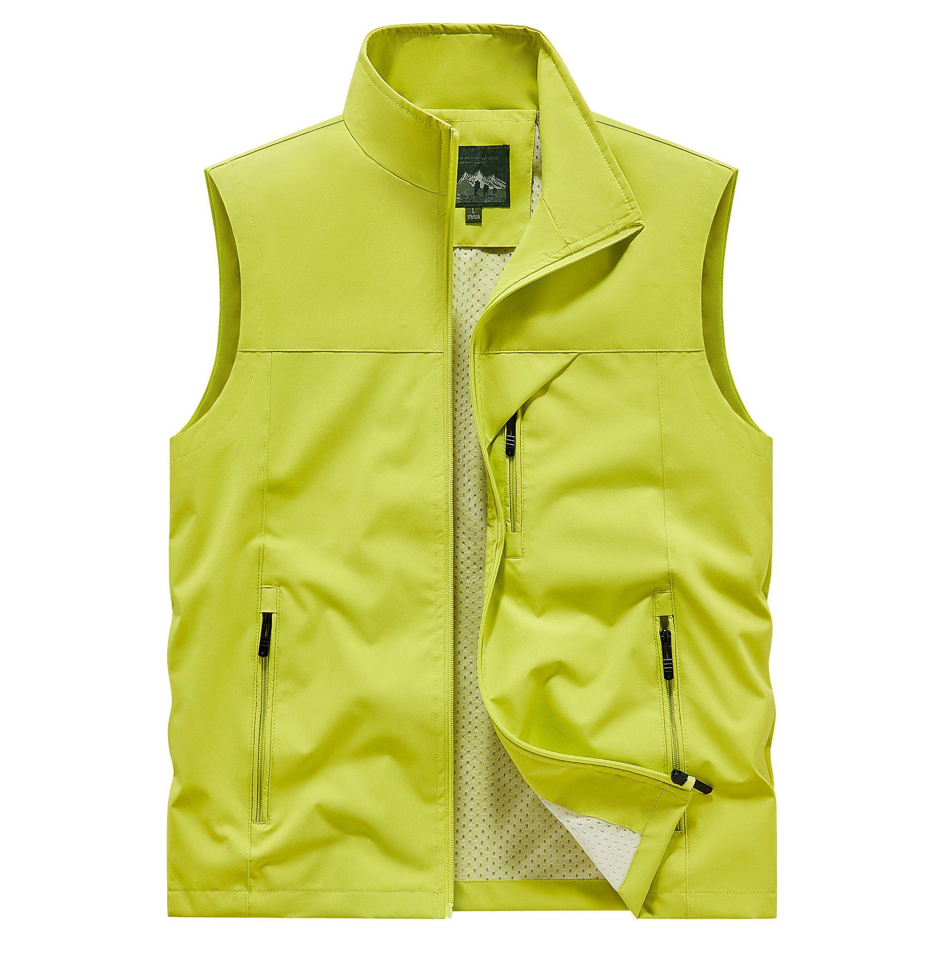 Herren-Sommerweste für Outdoor-Fotografie und Angeln – atmungsaktive Arbeitskleidung mit mehreren Taschen für Männer mittleren Alters und junge Männer M grasgrüne