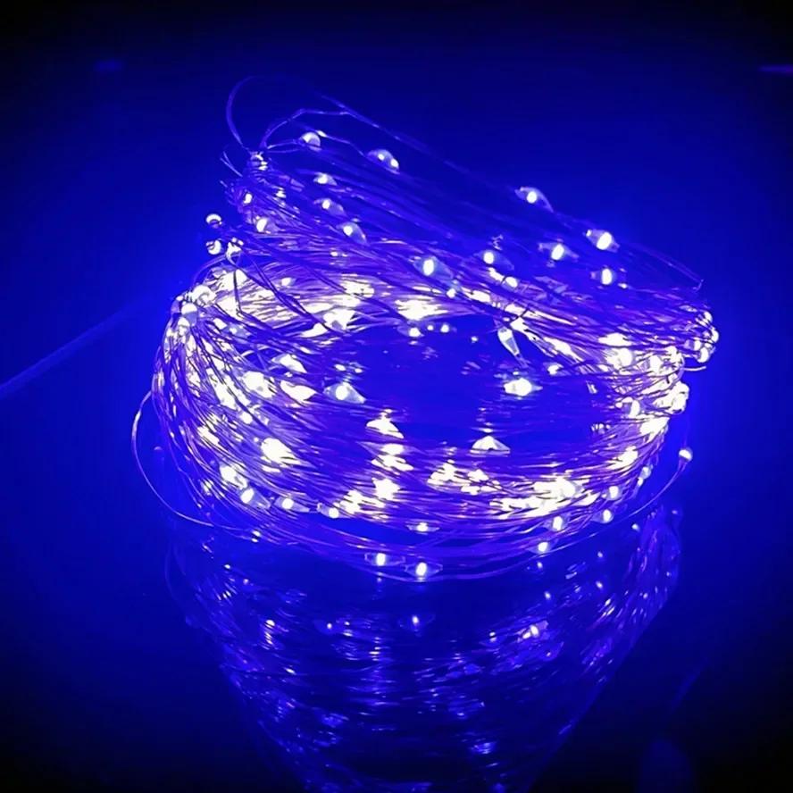 20m 10m Fernbedienung 8 Funktionen LED Lichterkette USB Lichterkette Weihnachtsgirlande Neujahr Hochzeitsfeier Gartendekoration 1M With Remote  violett