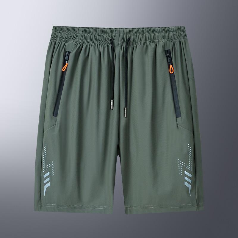 Sommer Cool Ice Silk Herren Shorts Große Größe Gerade 7-Punkt-Hose Dünne Schnelltrocknende Sport Baggy 7-Punkt-Hose 5-Punkt-Hose 3XL grün