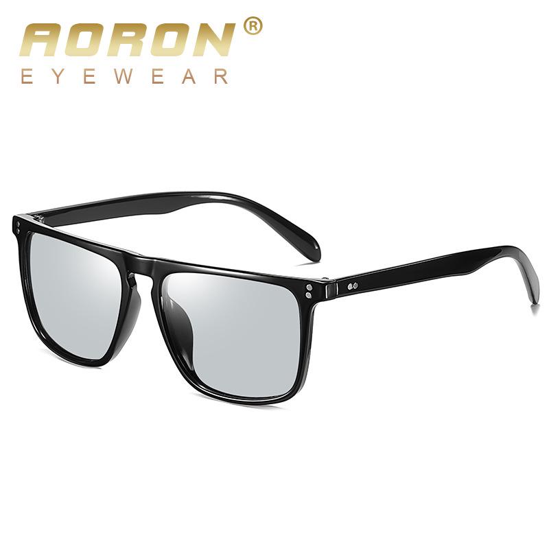AORON Photochrome polarisierte Sonnenbrille, modische klassische Sonnenbrille, UV400, blendfreie Brille für Herren Without Case