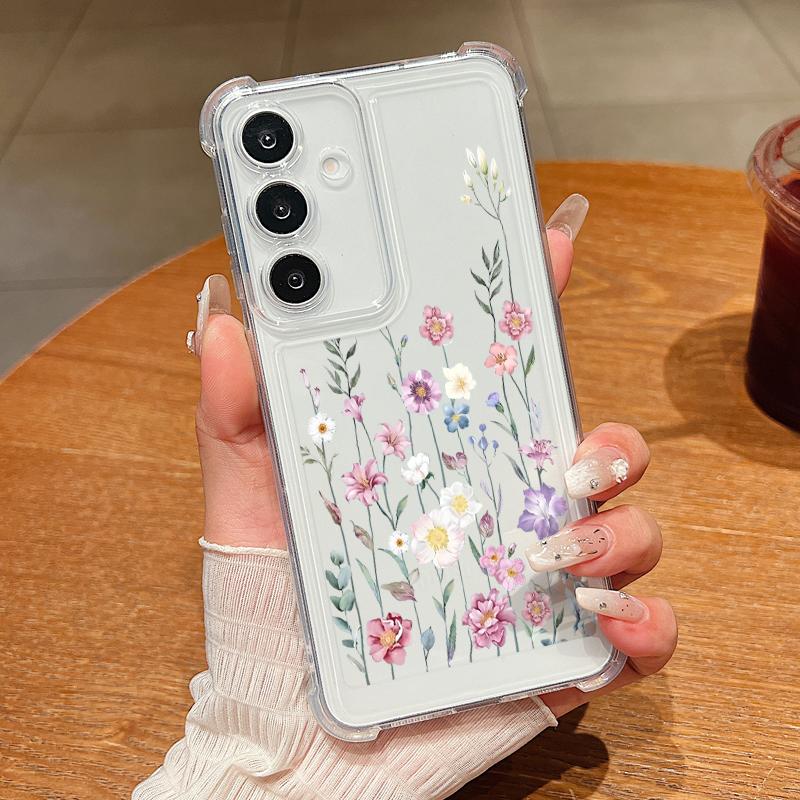 Kleine Blume Hülle für Samsung Galaxy A56 A16 A55 A54 A15 A36 5G S25 Edge S24 S25 S23 Ultra S22 Plus S24 FE Klare TPU Handyhülle Galaxy S23+