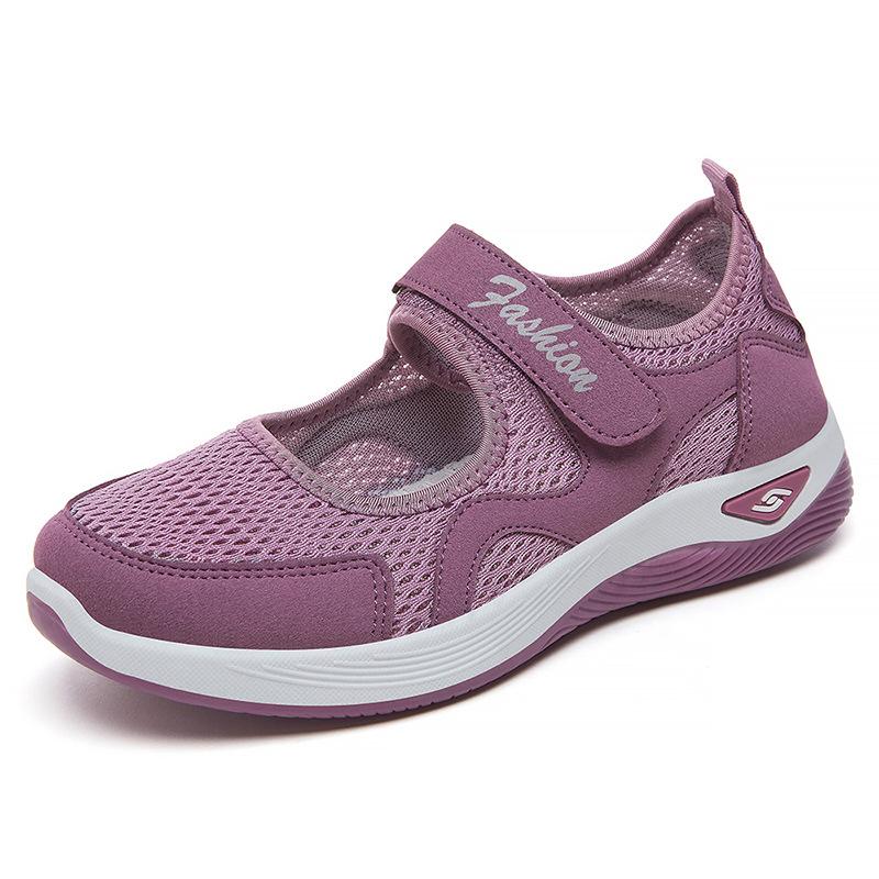 Schuhe für Damen Neue Sommer-Single-Schuhe Temu Mutter-Schuhe Mittleren Alters Klettverschluss Freizeit-Schuhe 41 gray