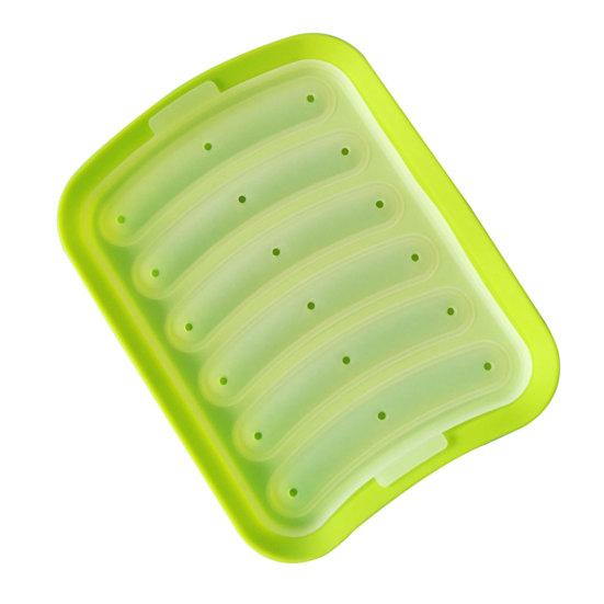 Nützliche, gesunde, leichte Hot-Dog-Form zum Selbermachen mit Deckel, Baby-Ergänzungsmittel, Lebensmittel-Werkzeug, Hot-Dog-Form grün