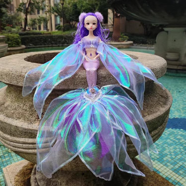 45cm Mode Meerjungfrau Prinzessin BABI Puppe Spielzeug Körper Gelenke Beweglich Schöner Fischschwanz Niedlich 1/6 BJD Prinzessin Puppe Spielhaus Spielzeug 45cm
