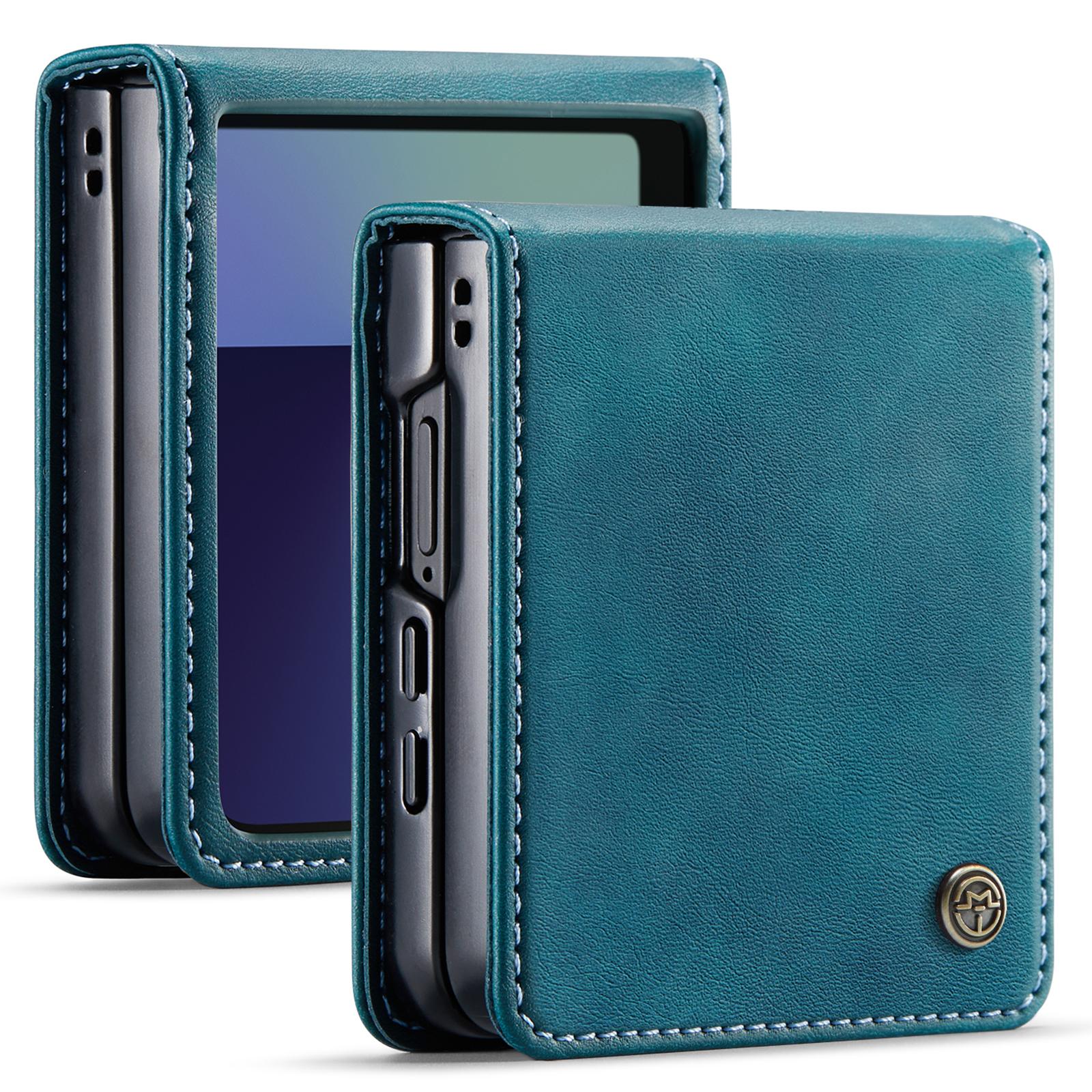 Ultradünne Leder-Flip-Hülle für Samsung Galaxy Z Flip 7 Capa Stoßfeste Hülle Funda For Galaxy Z Flip 7 blau