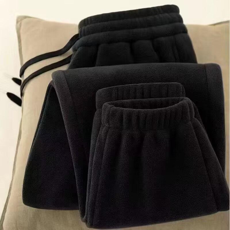 Doppelseitige Polarfleece-Hose, verdickte Fleece-Hose mit Fleece-Futter für Herren, warme Jogginghose für die Arbeit, Sport- und Freizeithose für den Winter L schwarz