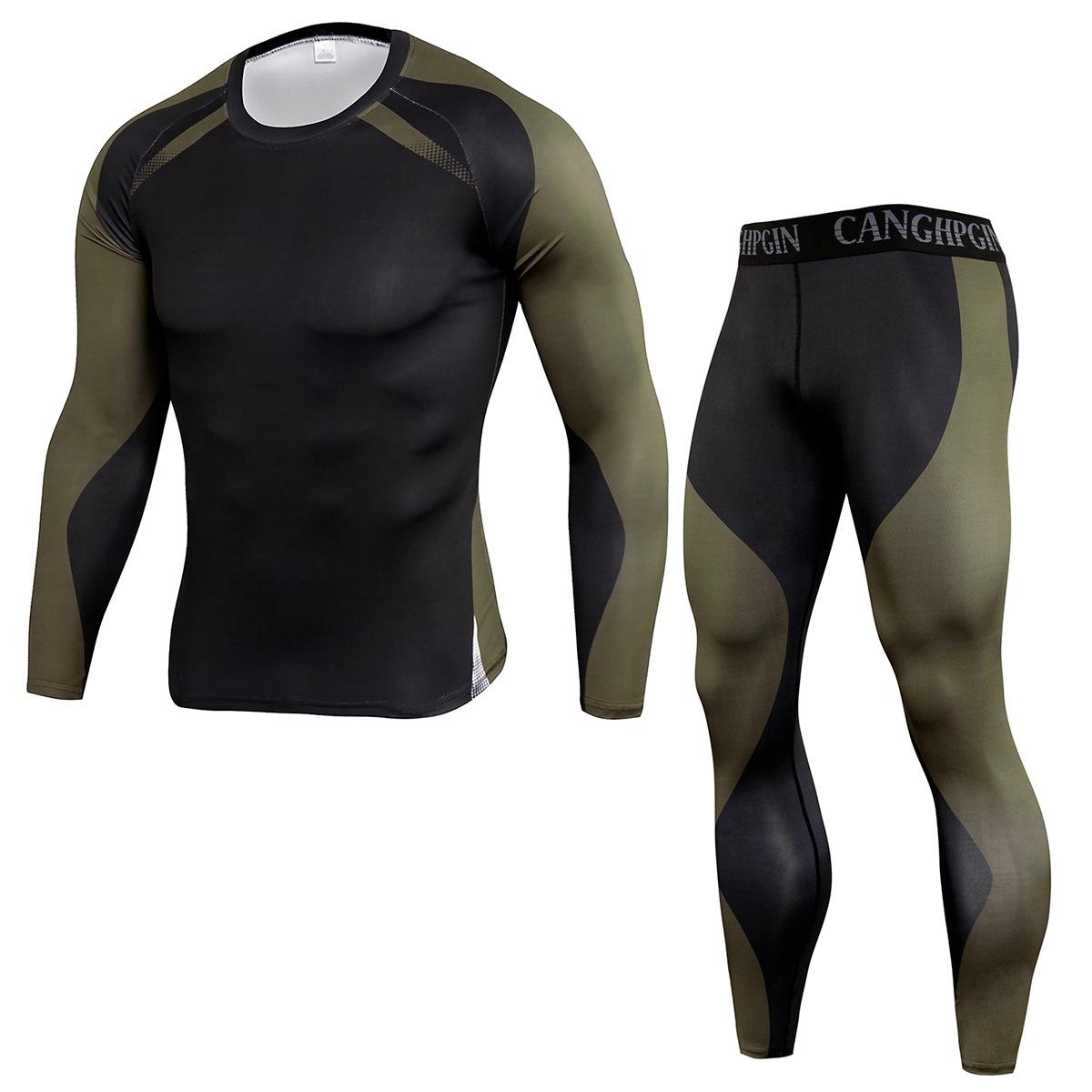 2-teiliges Thermo-Unterwäsche-Set für Herren, lange Unterhosen, Fitness-Leggings, Basiskompression, Sportanzug, Unterwäsche L