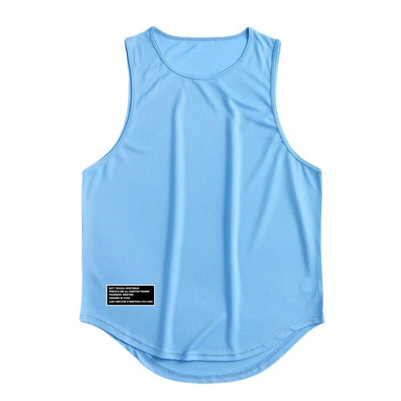 Muscleguys Herren-Fitness-Bekleidung, Sommer, schnell trocknende Weste, dünne amerikanische Basketball-Sport-Fitness, ärmellose T-Shirts, Trainings-Tops für Herren M blau