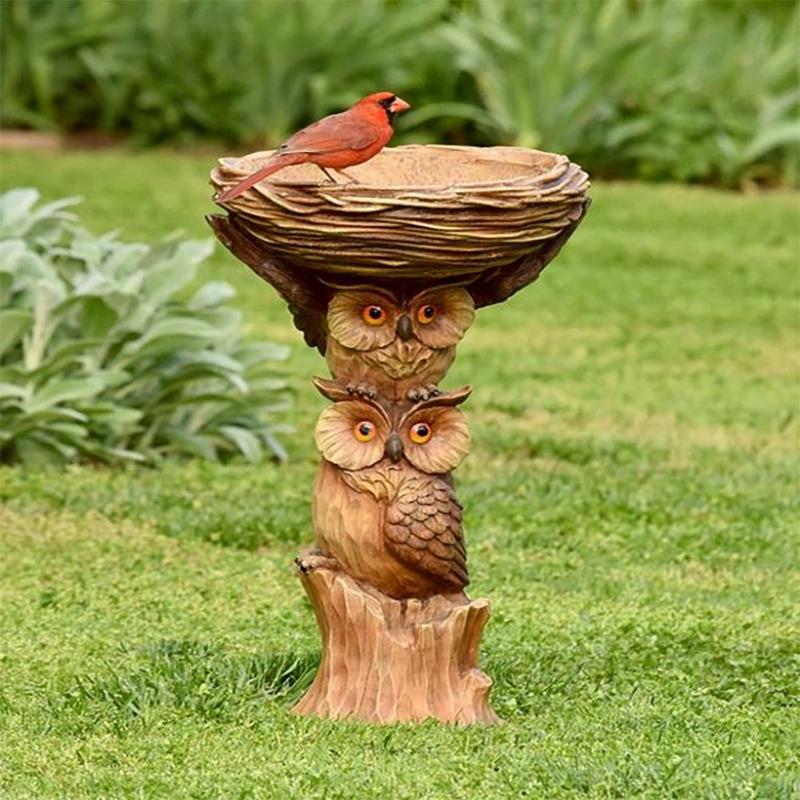 Harz-Waschbär-Vogeltränke, Polyresin, antikes Garten-Vogelbad für Zuhause, Garten, Hof, Gartendekoration, Outdoor-Gartenarbeit, Hofdekoration