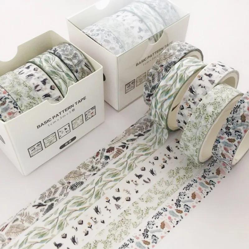 5 teile/paket Einfache Bunte Grund Stil Washi Tape Set DIY Scrapbooking Aufkleber Label Masking Tape Schule Bürobedarf