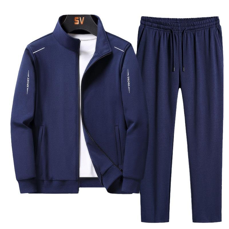Herren-Sportbekleidungsset, Trainingsanzüge, zweiteilige Sets, lässiges Sportbekleidungsset, Herren-Laufanzug, langärmeliges Hosenset M blau