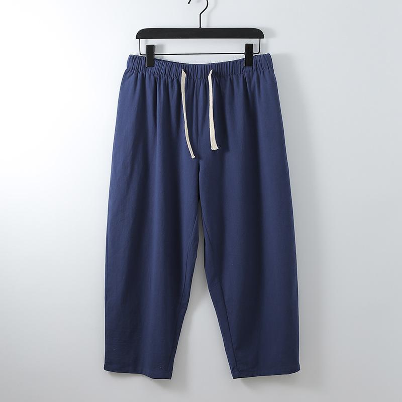 Hose Große Größe Sommer Herren Baumwolle Große Größen Weite Bein Leinenhose Übergroße Joggerhose Männliche Plus Size Lose Hose  7XL dunkelblaue