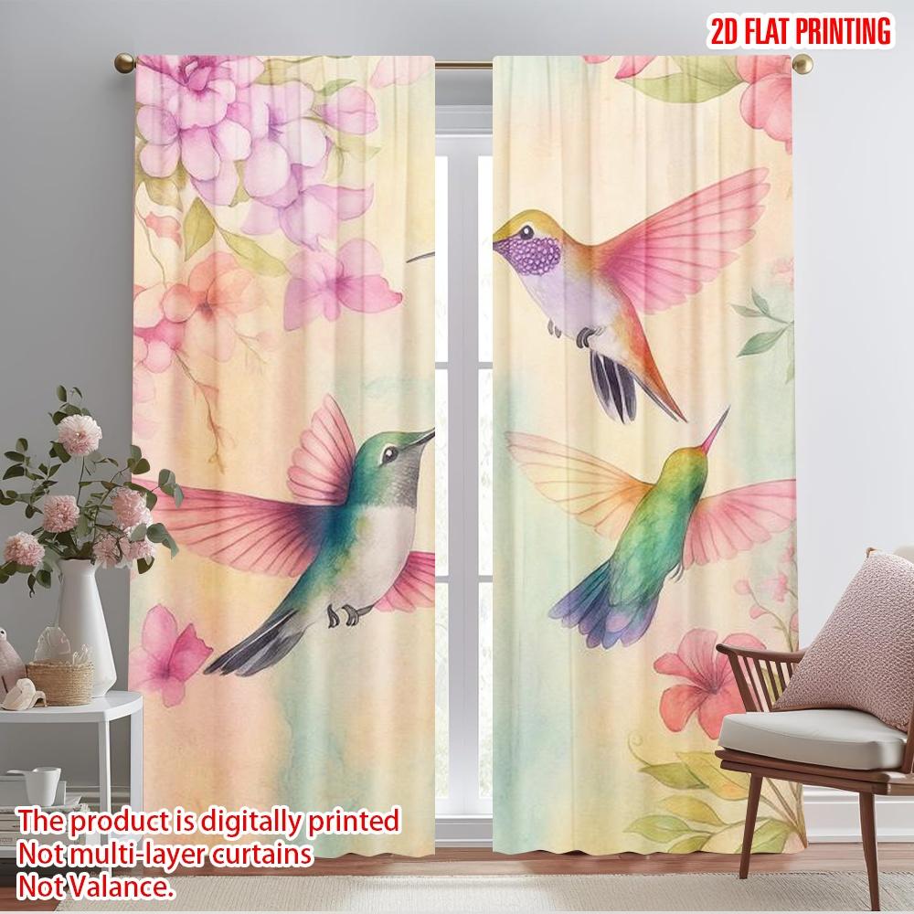 2 Stück, 2D-Ebene Druck Vorhänge & Fensterdekoration Kolibri Harmonie(1) Vielseitig 100% Polyester (ohne Stange) Art Deco Festlich 130.00×209.99 cm 2pcs