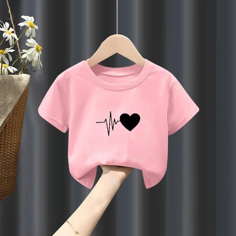 Mädchen kurzarm T-shirt Sommer Neue Reine Junge Weiß Top Sommer Große Kind Mode Kleidung Mädchen Kleidung 6T(130cm)