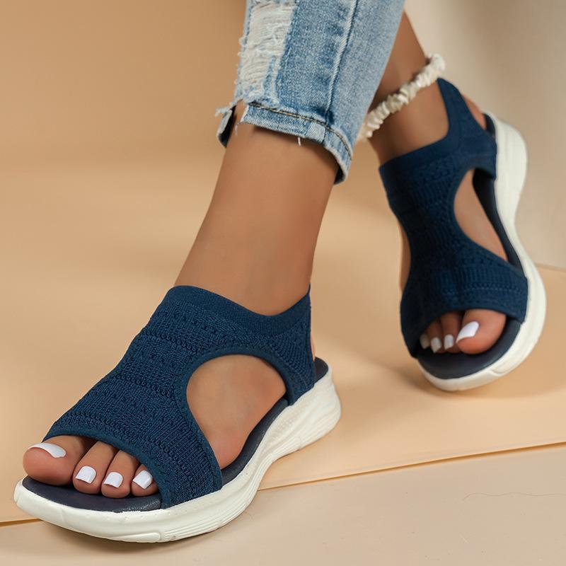 35-45 Plus Size Damenschuhe Sommer 2024 Komfort Casual Sport Sandalen Damen Strand Keilsandalen Damen Plateausandalen Römische Sandalen 40 see-blaue