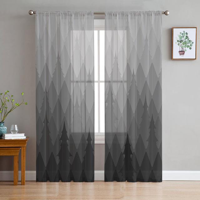 Polygon Orange Geometrische Tüll Voile Vorhänge Hotel Home Decor Gardinen Für Wohnzimmer Schlafzimmer Chiffon Bedruckte Vorhänge 1 PCS W400XH250cm