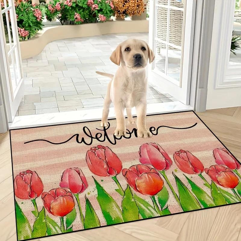 Willkommensbrief Fußmatte Rutschfeste Teppich Schlafzimmer Eingang Fußmatten Heimdekoration Waschbarer Küchenbad Balkon Bodenläufer 40cm x 60cm