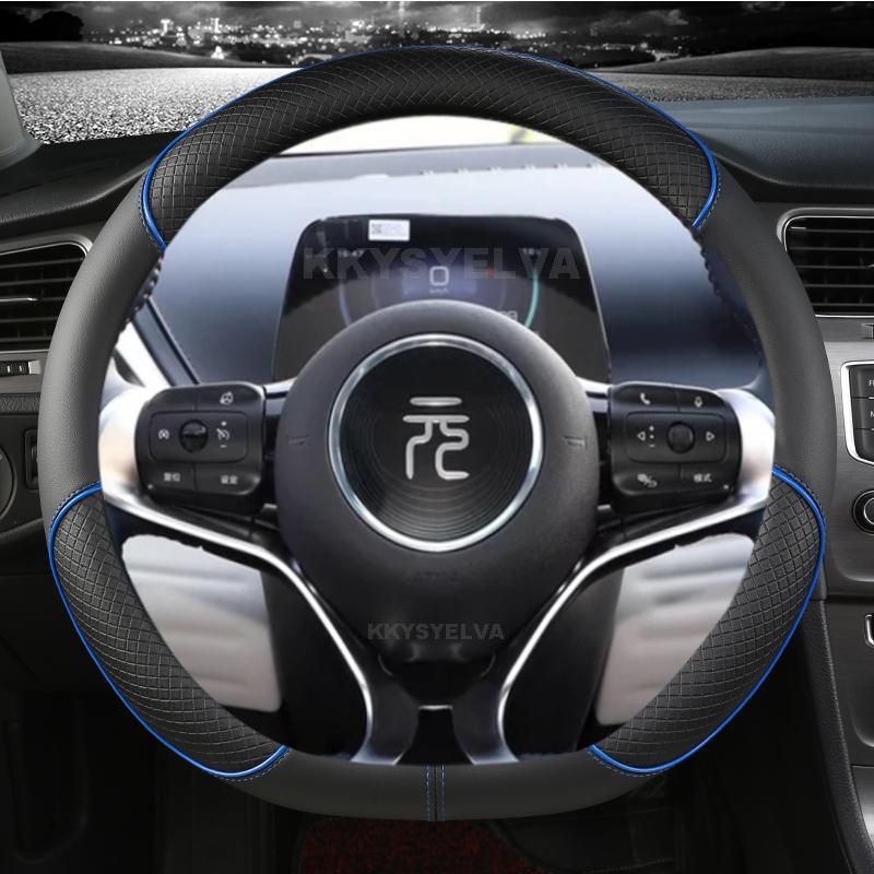 Für BYD Atto 3 Atto 3 EV Yuan Plus 2022 2023 Mikrofaser Leder Sport D Form Auto Lenkrad Abdeckung auto blau