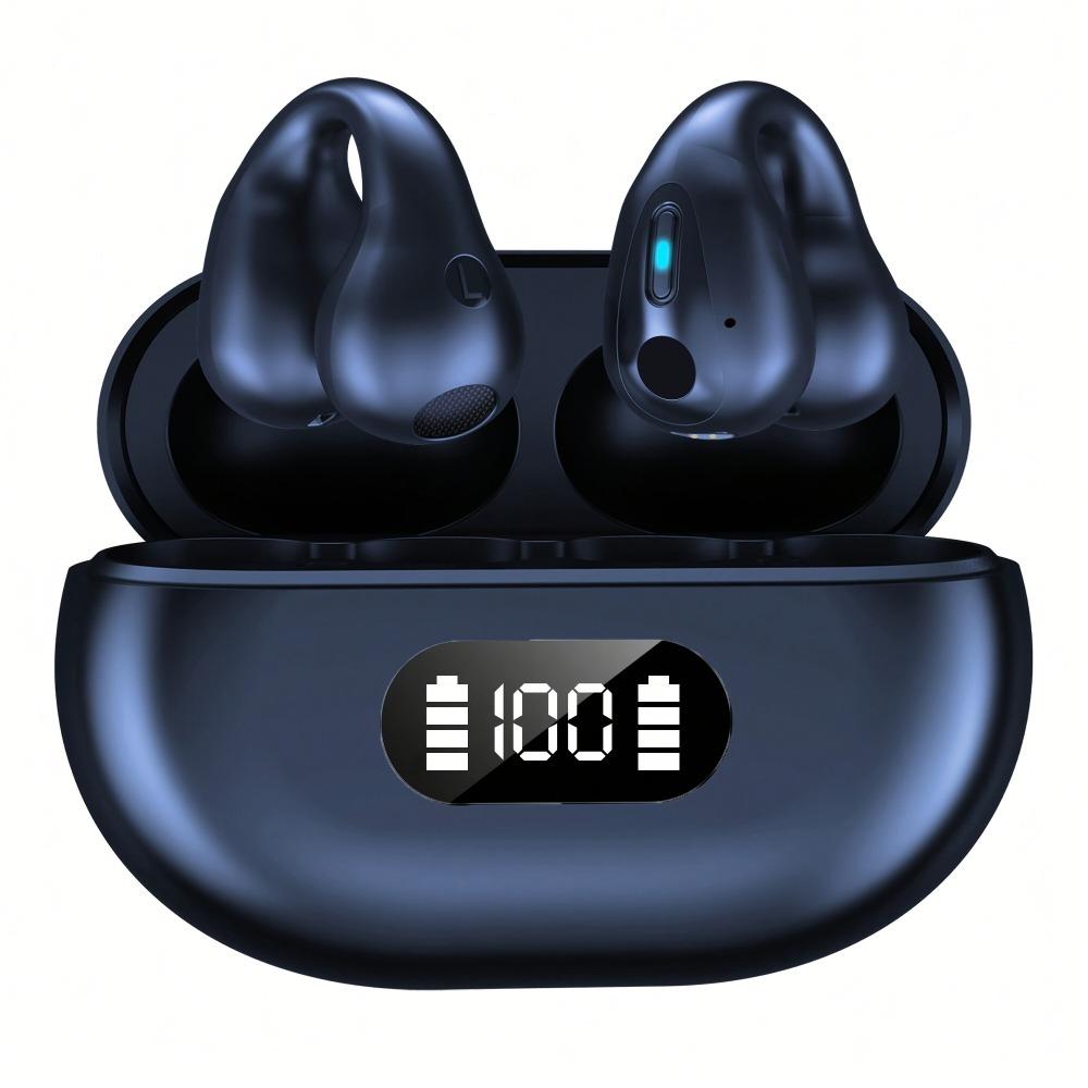 Echtes kabelloses Clip-on-Sport-Headset, Musik-Hängevideo, komfortables TWS-Dobby-Stereo-HD-Anruf-Headset, für Telefonspiel-Headset, Intelligence-Headset schwarz