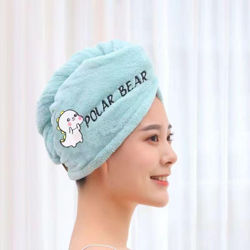 Frauen Haar Handtuch Hause Terry Handtücher Wischen Haar Bad Handtücher Mikrofaser Handtuch Schnell Trocknend Haar Trocknen Handtuch Trocknen Haare badezimmer hellgrüne